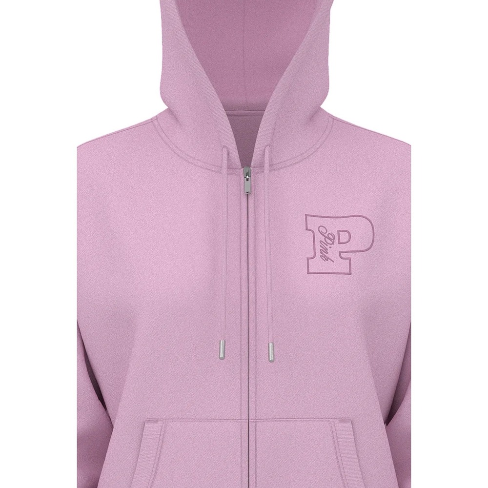 Victoria's Secret Pink Embroidered Logo Zip Up Hoodie Light Purple XS New W/ Tag - Picture 2 of 10